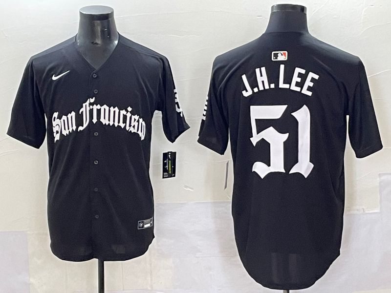 Men 2025 San Francisco Giants #51 J.H.Lee Black Five generations Joint Name Nike MLB Jersey style 41